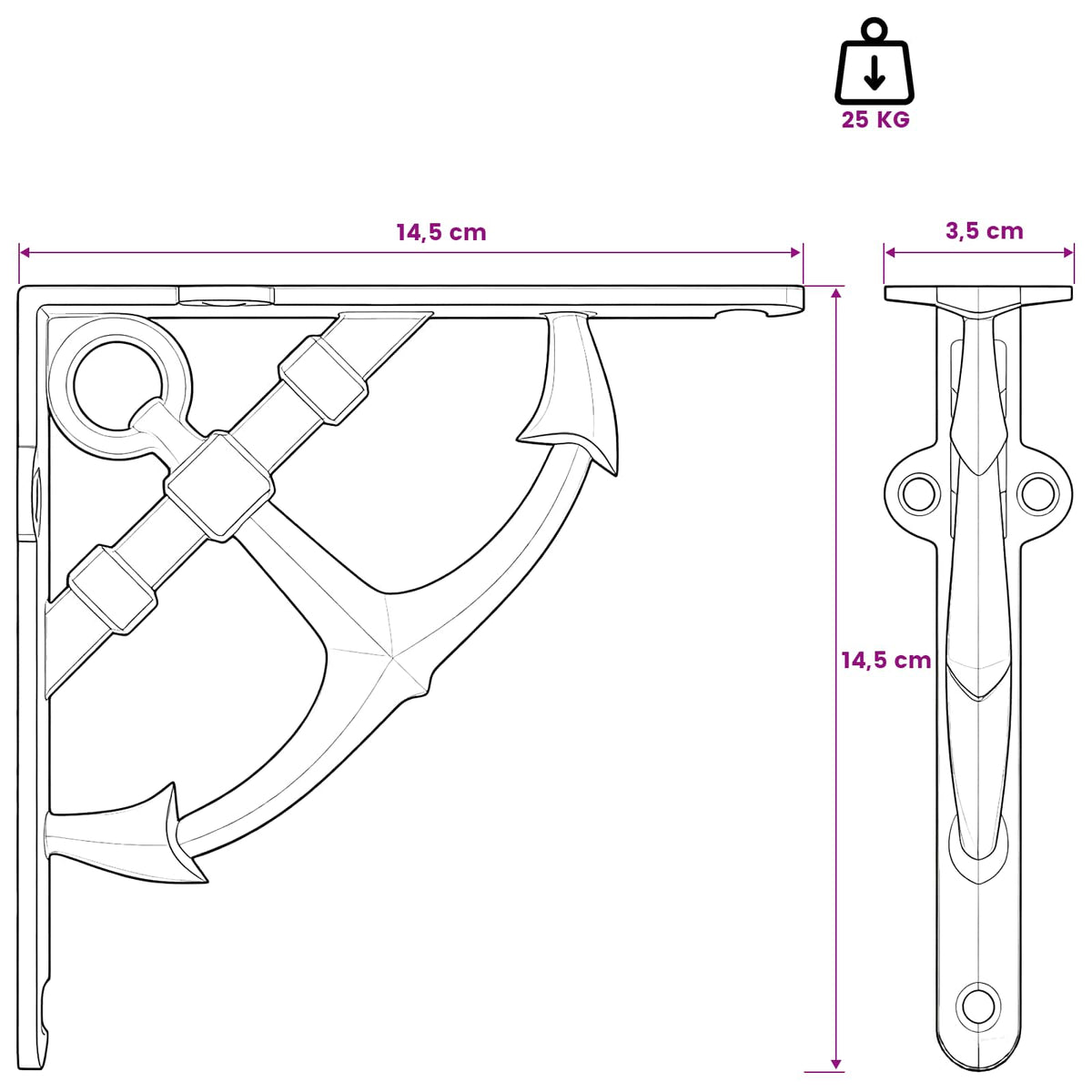 Wall Shelf Brackets 12 pcs Antique Brown 14.5 x 14.5 x 3.5 cm