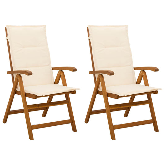 Reclining Garden Chairs 2 pcs Natural Solid Acacia Wood Reclining Garden Chairs 2 pcs Natural Solid Acacia Wood