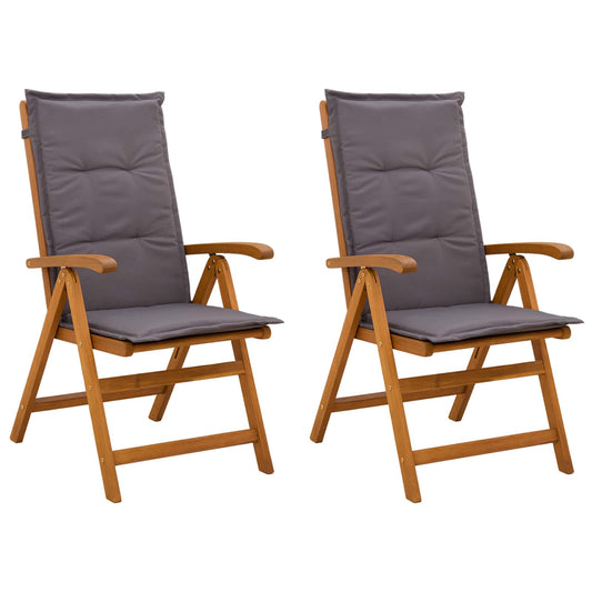 Reclining Garden Chairs 2 pcs Natural Solid Acacia Wood Reclining Garden Chairs 2 pcs Natural Solid Acacia Wood