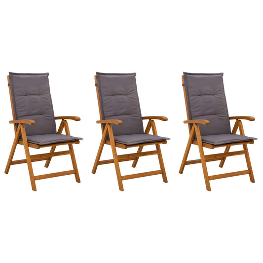 Reclining Garden Chairs 3 pcs Natural Solid Acacia Wood Reclining Garden Chairs 3 pcs Natural Solid Acacia Wood