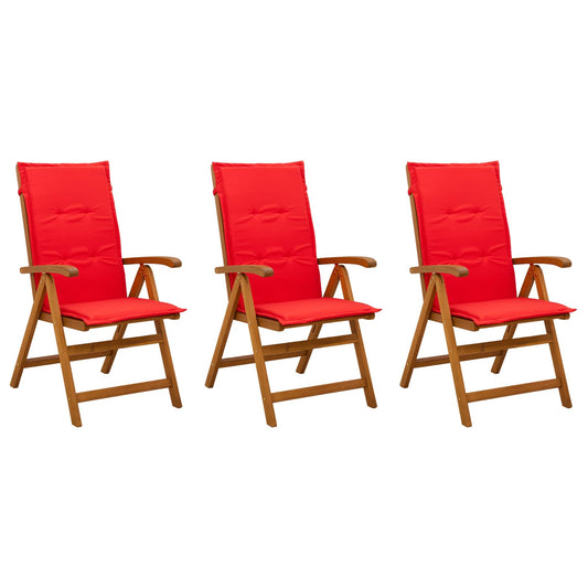 Reclining Garden Chairs 3 pcs Natural Solid Acacia Wood Reclining Garden Chairs 3 pcs Natural Solid Acacia Wood