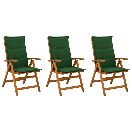 Reclining Garden Chairs 3 pcs Natural Solid Acacia Wood Reclining Garden Chairs 3 pcs Natural Solid Acacia Wood