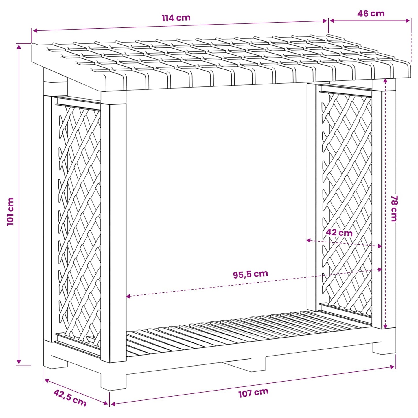 Firewood Rack 114 x 46 x 101 cm PP Anthracite