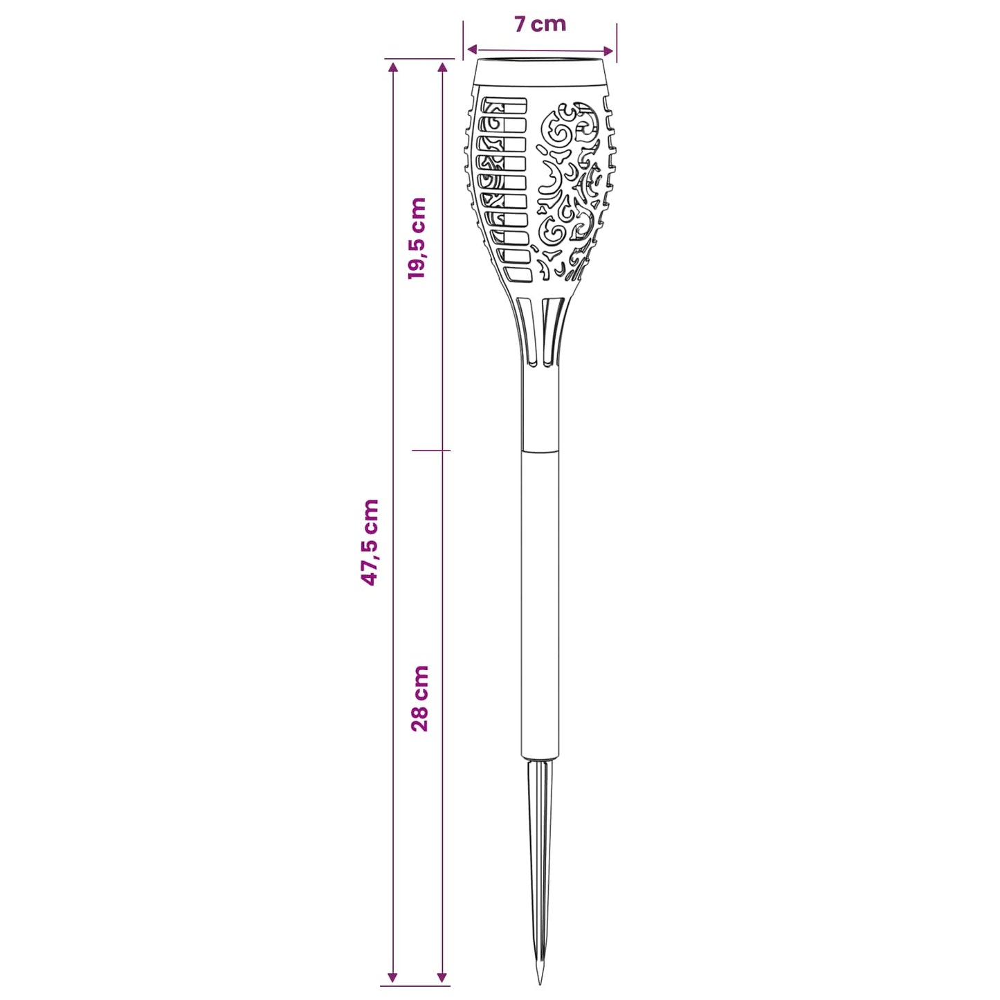 Outdoor Solar Lights with Ground Spike 6 pcs Warm White 47.5 cm