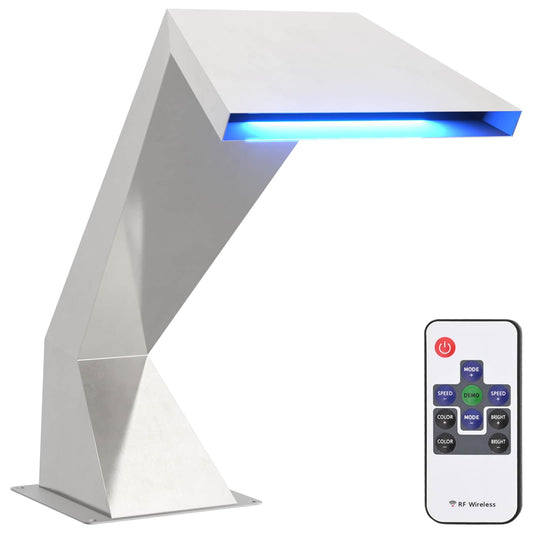 Pool Waterfall with RGB LEDs Stainless Steel 63.5 x 29 x 51 cm Pool Waterfall with RGB LEDs Stainless Steel 63.5 x 29 x 51 cm
