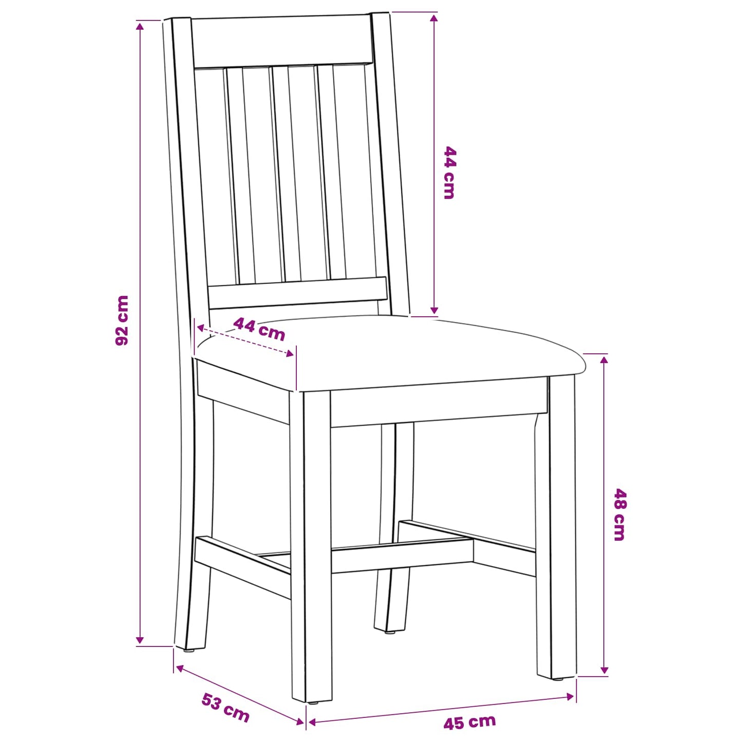 Dining Chair VENLO 2 pcs Solid Oak Wood Beige 45 x 53 x 92 cm