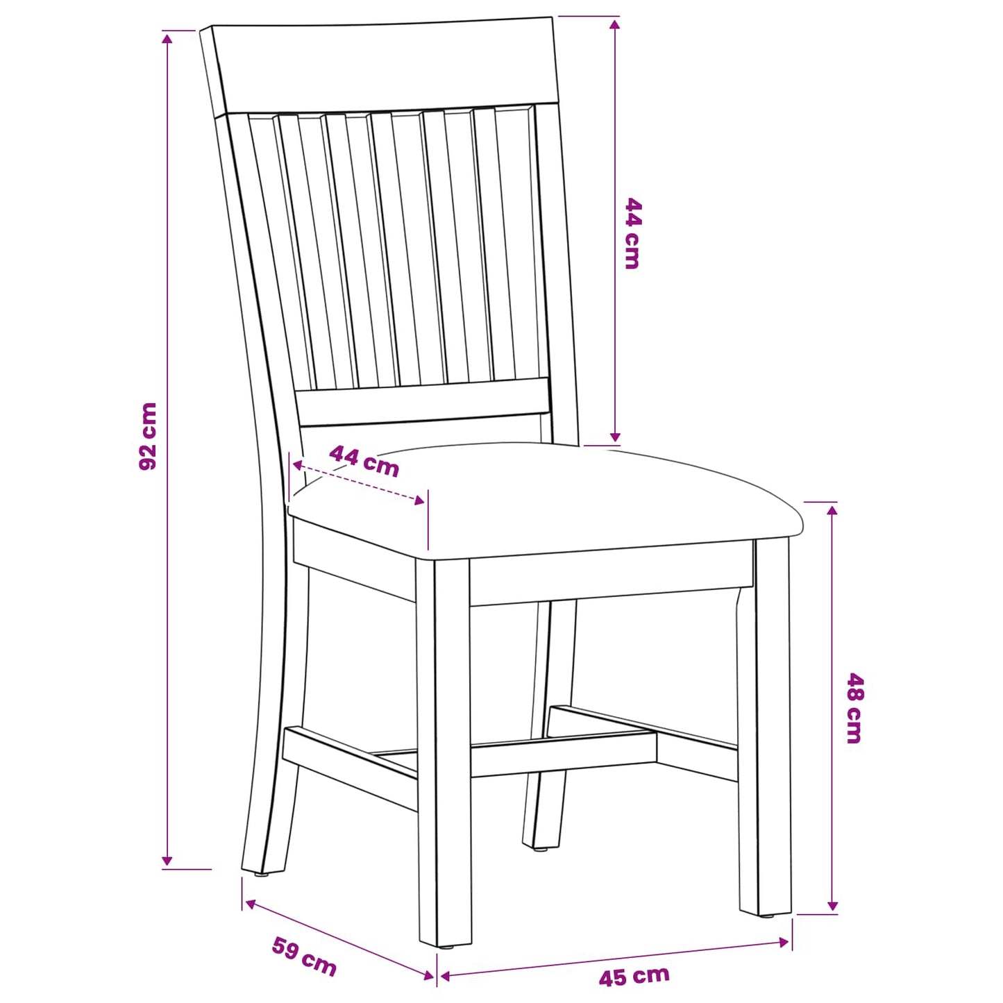 Dining Chair 2 pcs Solid Oak Wood Grey 45 x 59 x 92 cm