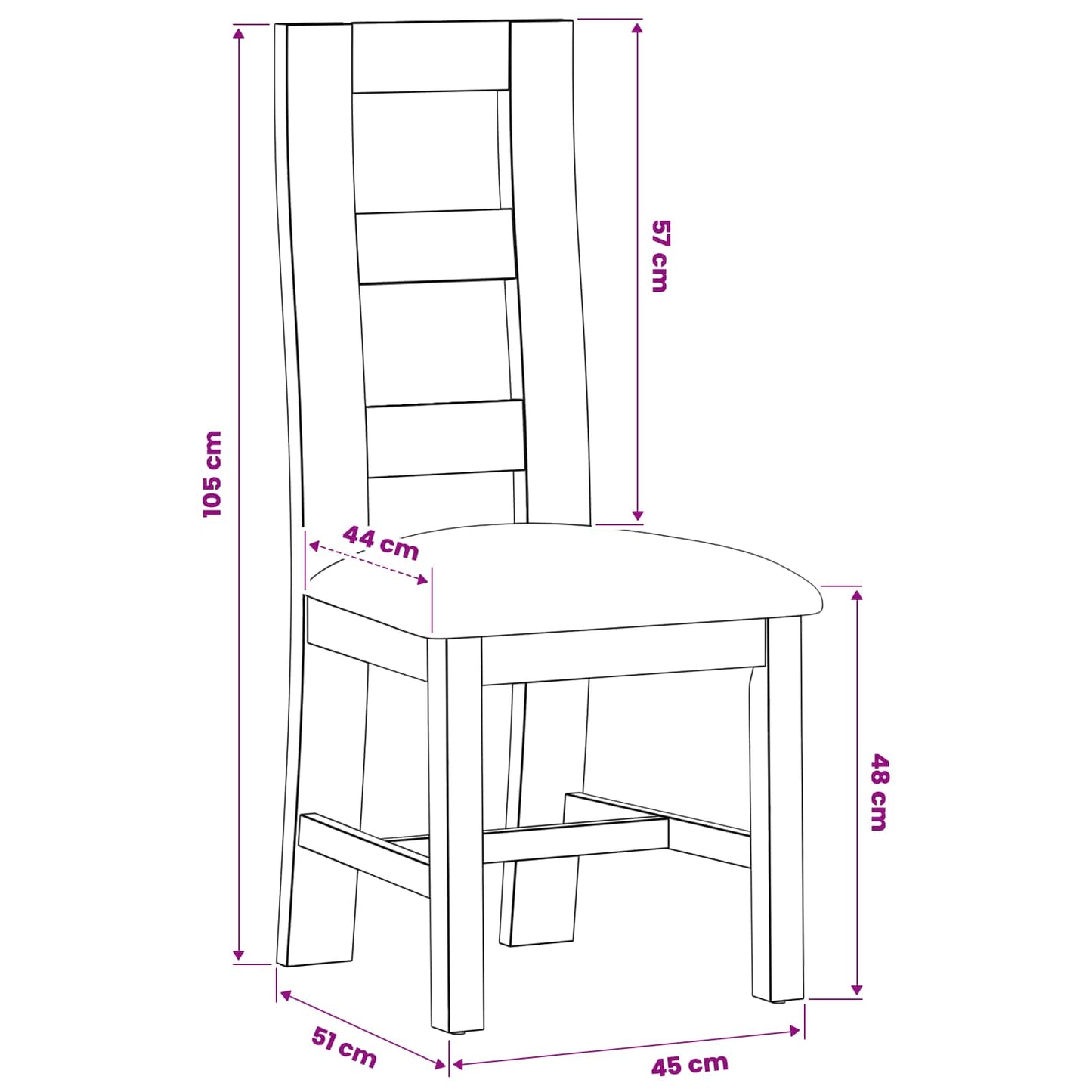 Dining Chair 2 pcs Solid Oak Wood Grey 45 x 51 x 105 cm