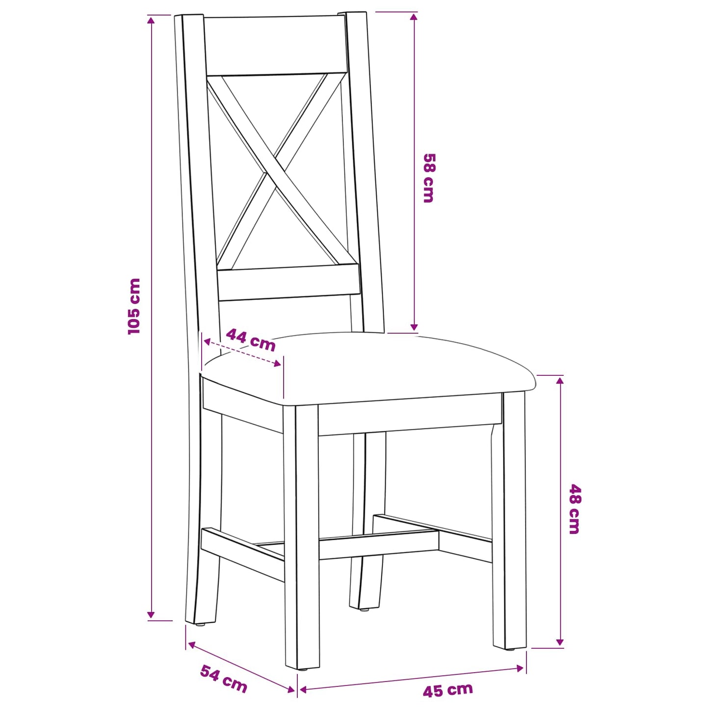 Dining Chair 2 pcs Solid Oak Wood Beige 45 x 54 x 105 cm