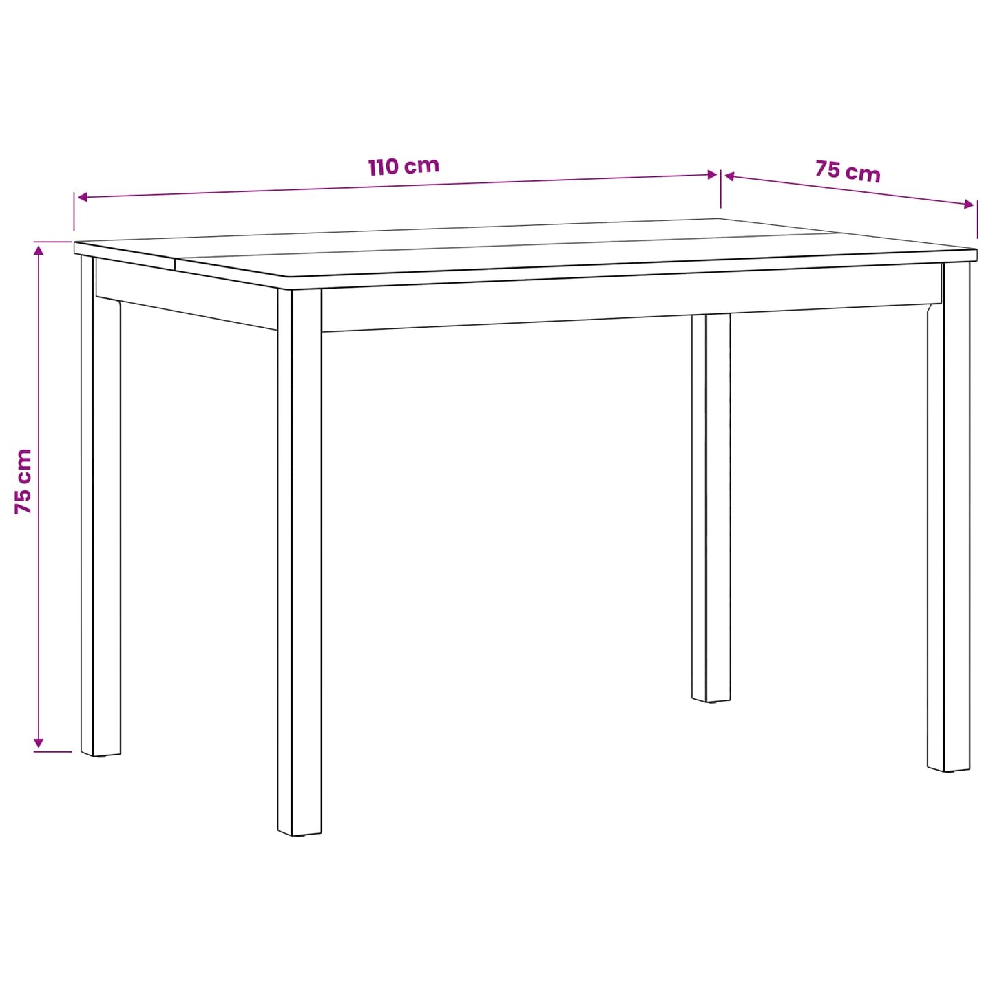 Dining Table 110 x 75 x 75 cm Solid Oak Wood Natural