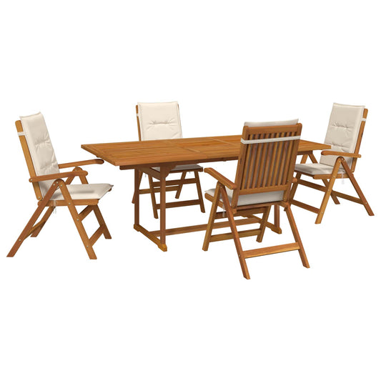 Outdoor Dining Set with Parasol 6 pcs Cream White Outdoor Dining Set with Parasol 6 pcs Cream White