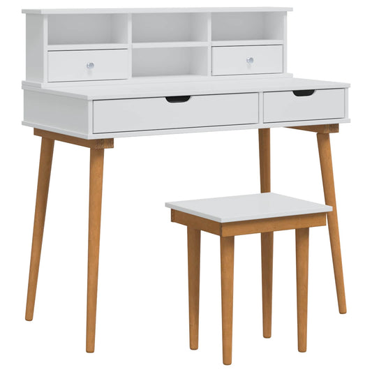 Dressing Table Set FAUSKE 3 pcs White 100 x 50 x 103.5 cm Dressing Table Set FAUSKE 3 pcs White 100 x 50 x 103.5 cm