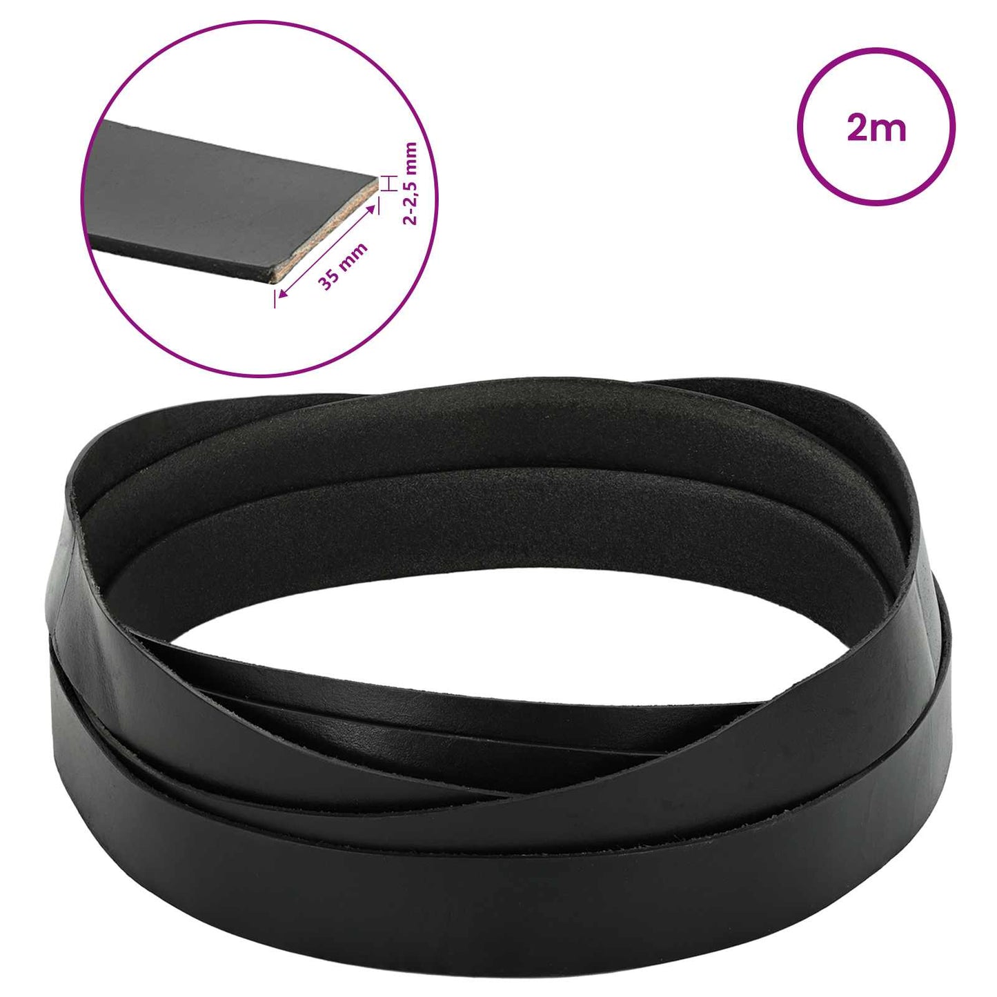 Leather Strap 1 Black 200 x 3.5 cm Leather