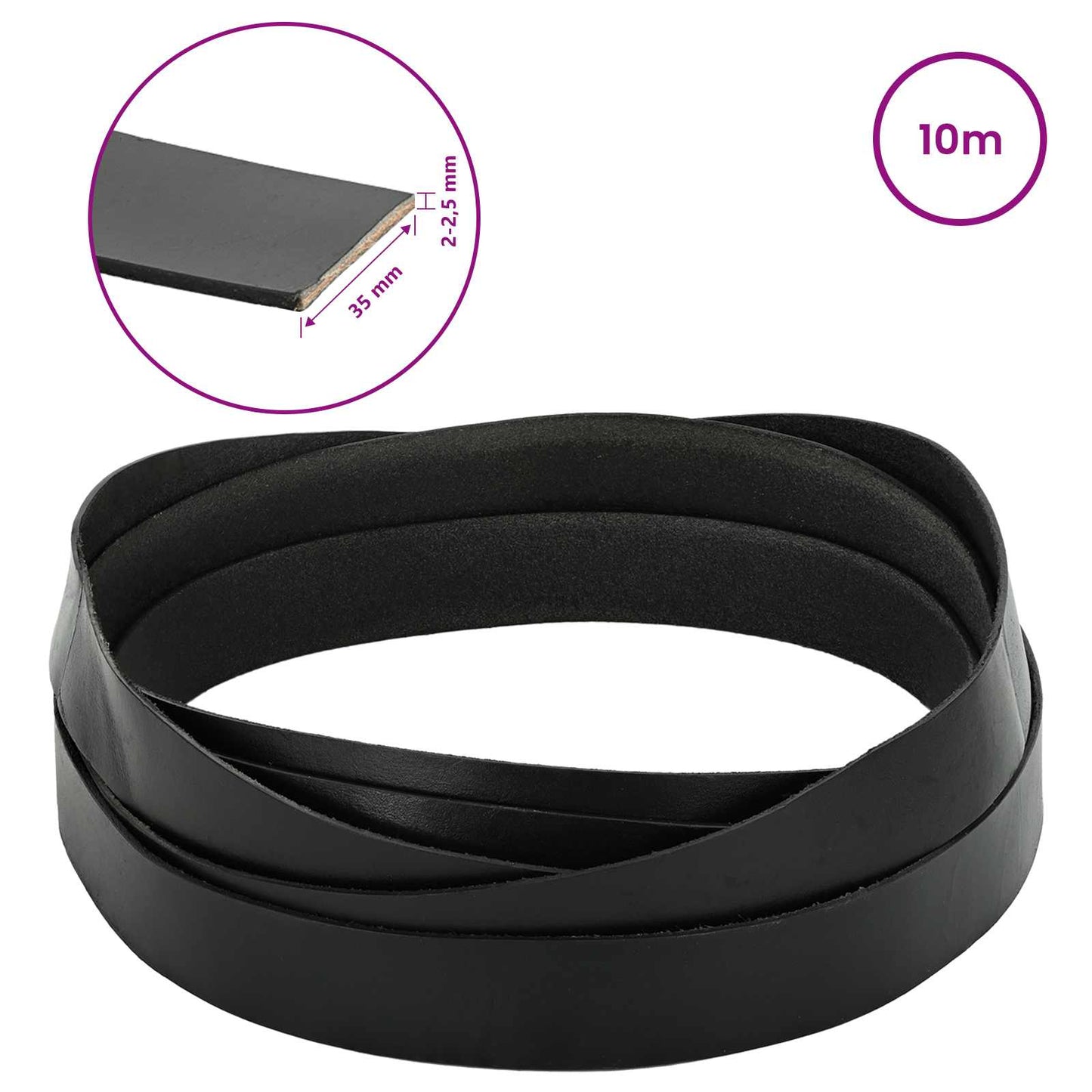 Leather Strap 1 Black 1000 x 3.5 cm Leather