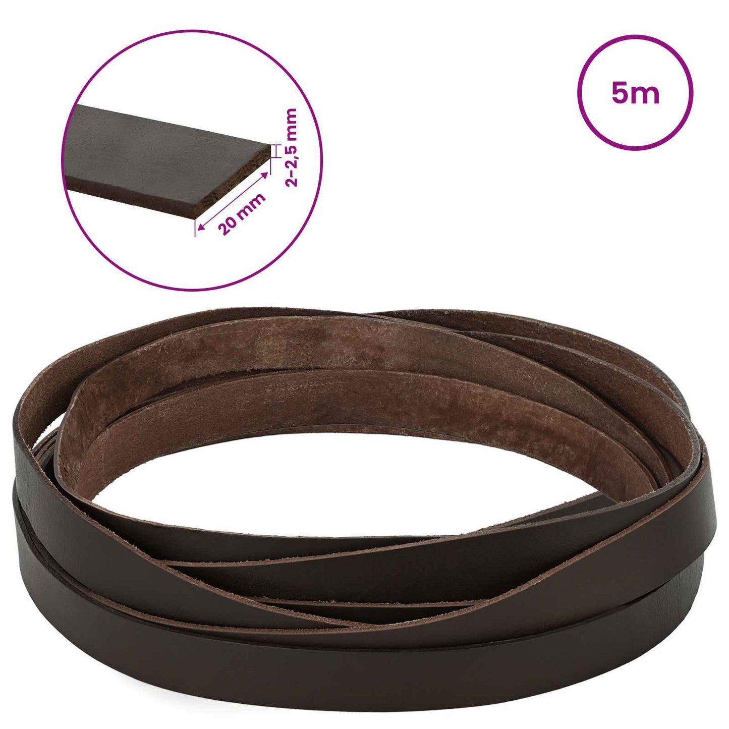 Leather Strap 1 Dark Brown 500 x 2 cm Leather