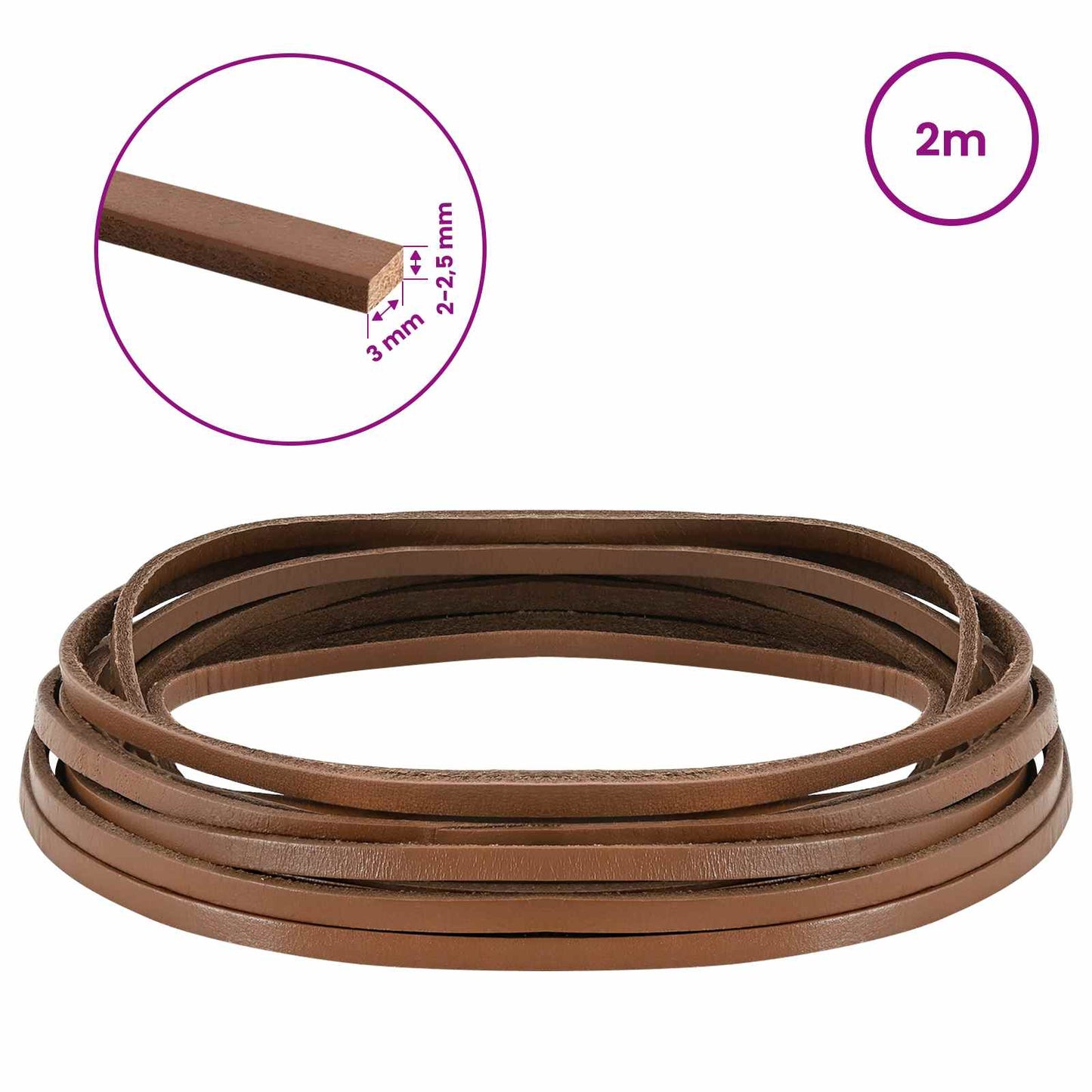Leather Strap 1 Brown 200 x 0.3 cm Leather