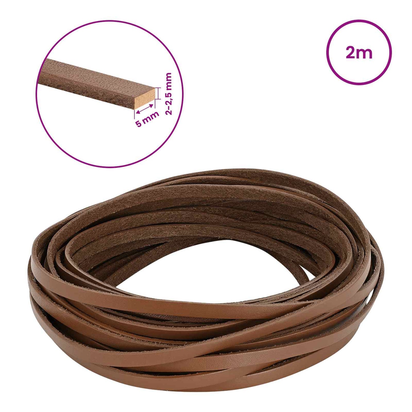 Leather Strap 1 Brown 200 x 0.5 cm Leather