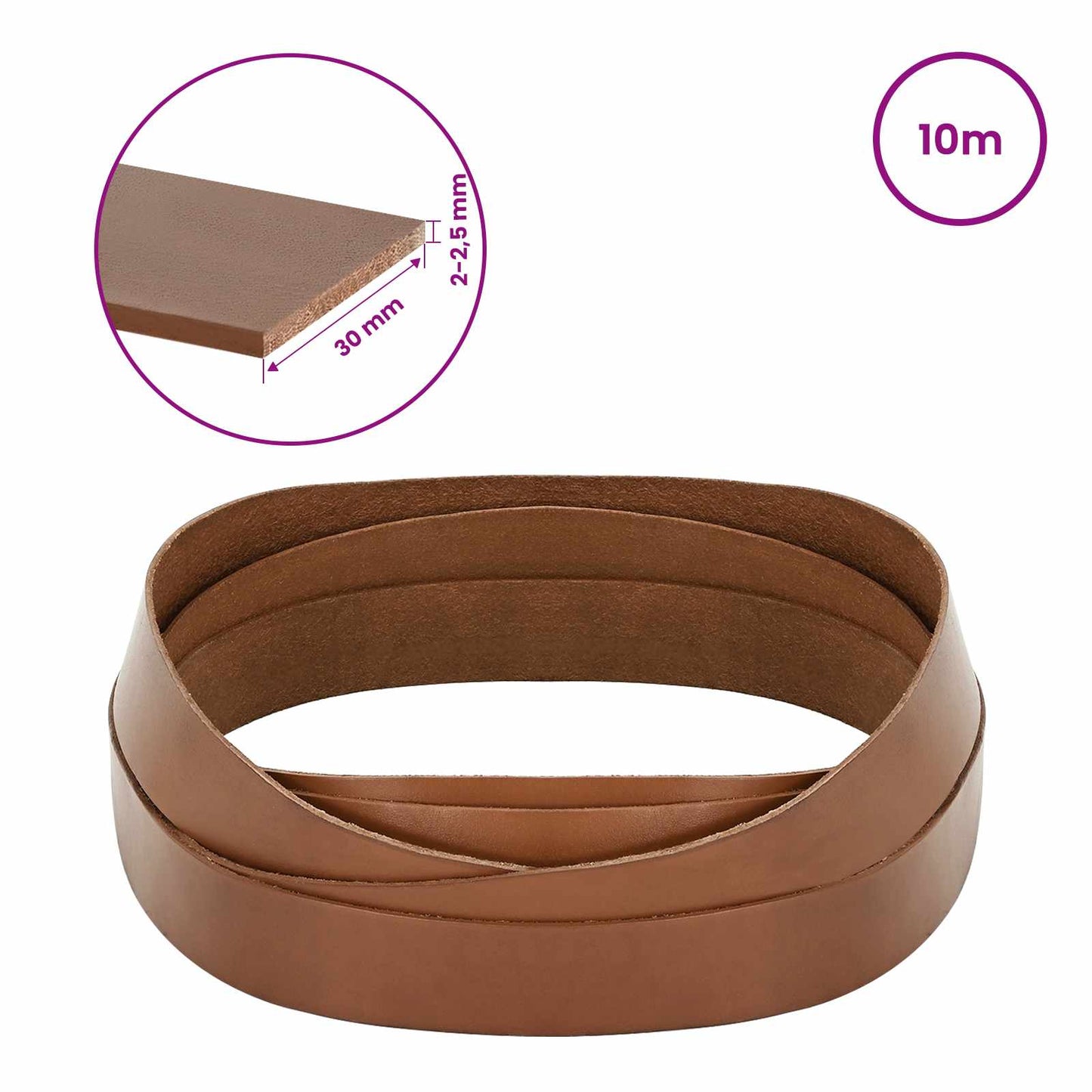 Leather Strap Brown 1000 x 3 cm Leather