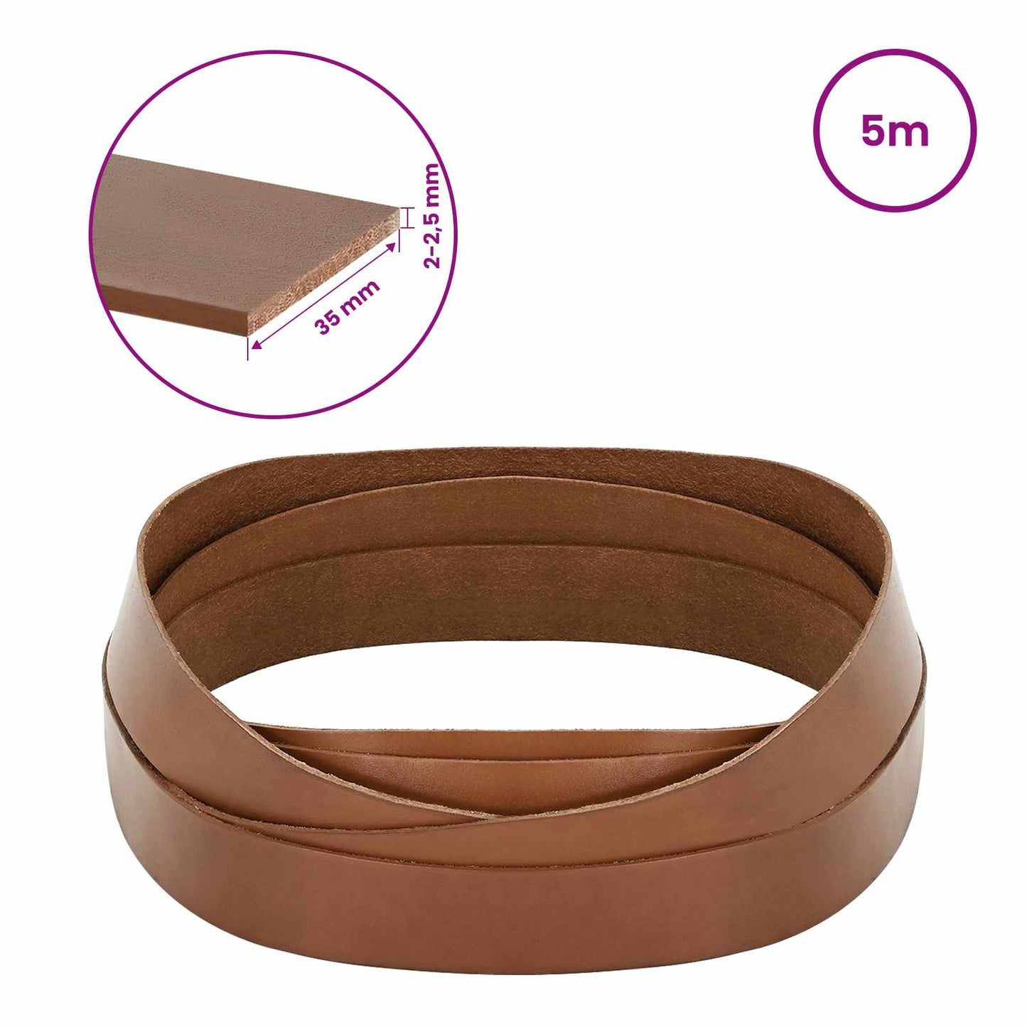 Leather Strap Brown 500 x 3.5 cm Leather