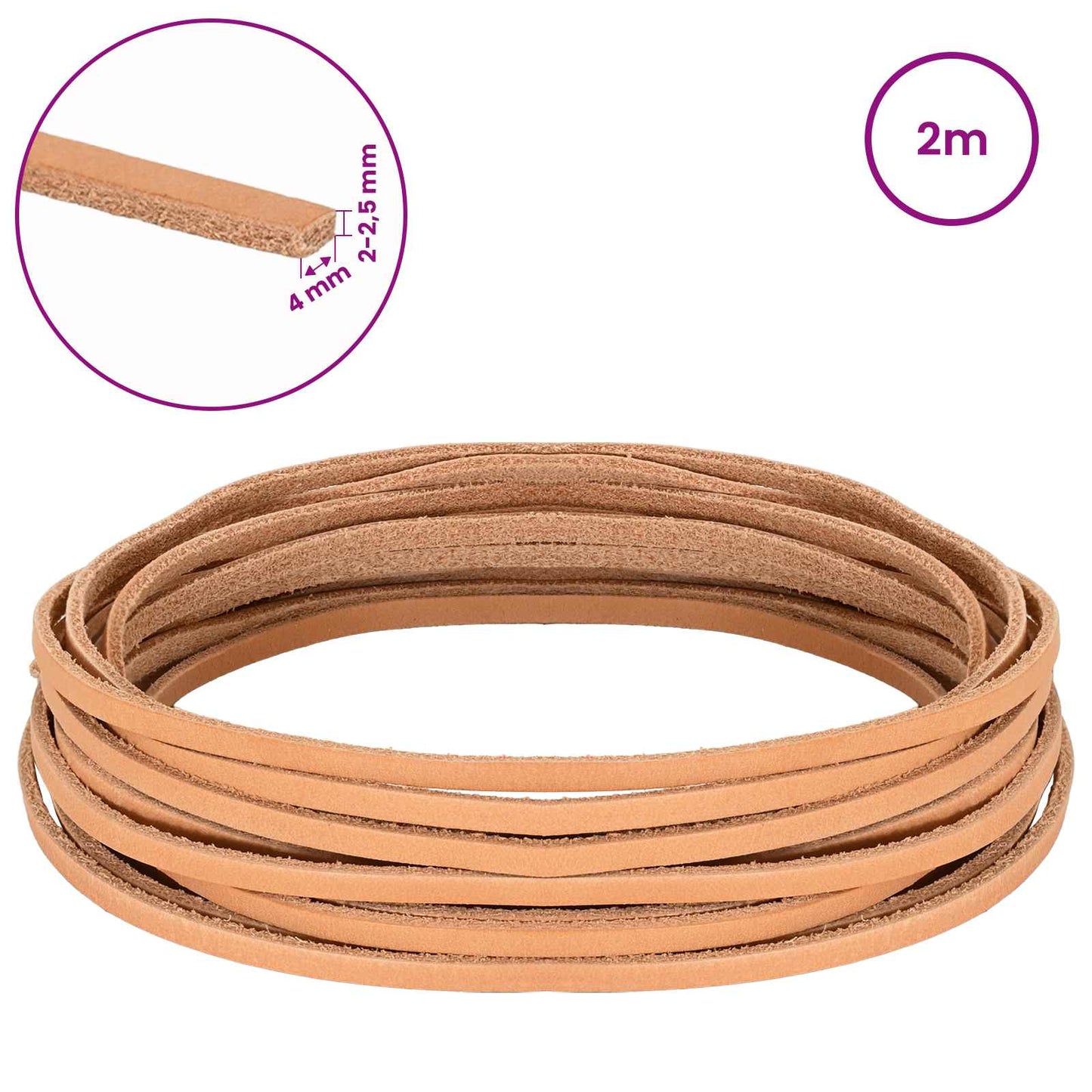 Leather Strap 1 Light Brown 200 x 0.4 cm Leather