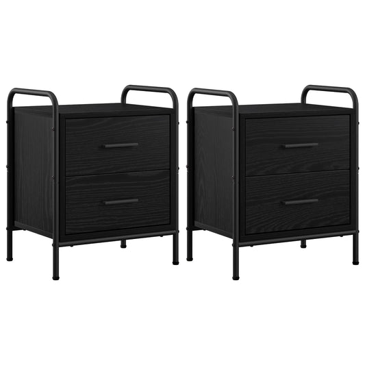 Bedside Cabinet 2 pcs Black Oak 40 x 30 x 50 cm Engineered Wood Bedside Cabinet 2 pcs Black Oak 40 x 30 x 50 cm Engineered Wood