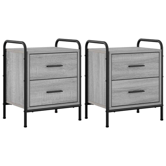 Bedside Cabinet 2 pcs Grey Sonoma 40 x 30 x 50 cm Bedside Cabinet 2 pcs Grey Sonoma 40 x 30 x 50 cm