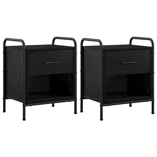 Bedside Cabinet 2 pcs Black Oak 40 x 30 x 50 cm Engineered Wood Bedside Cabinet 2 pcs Black Oak 40 x 30 x 50 cm Engineered Wood