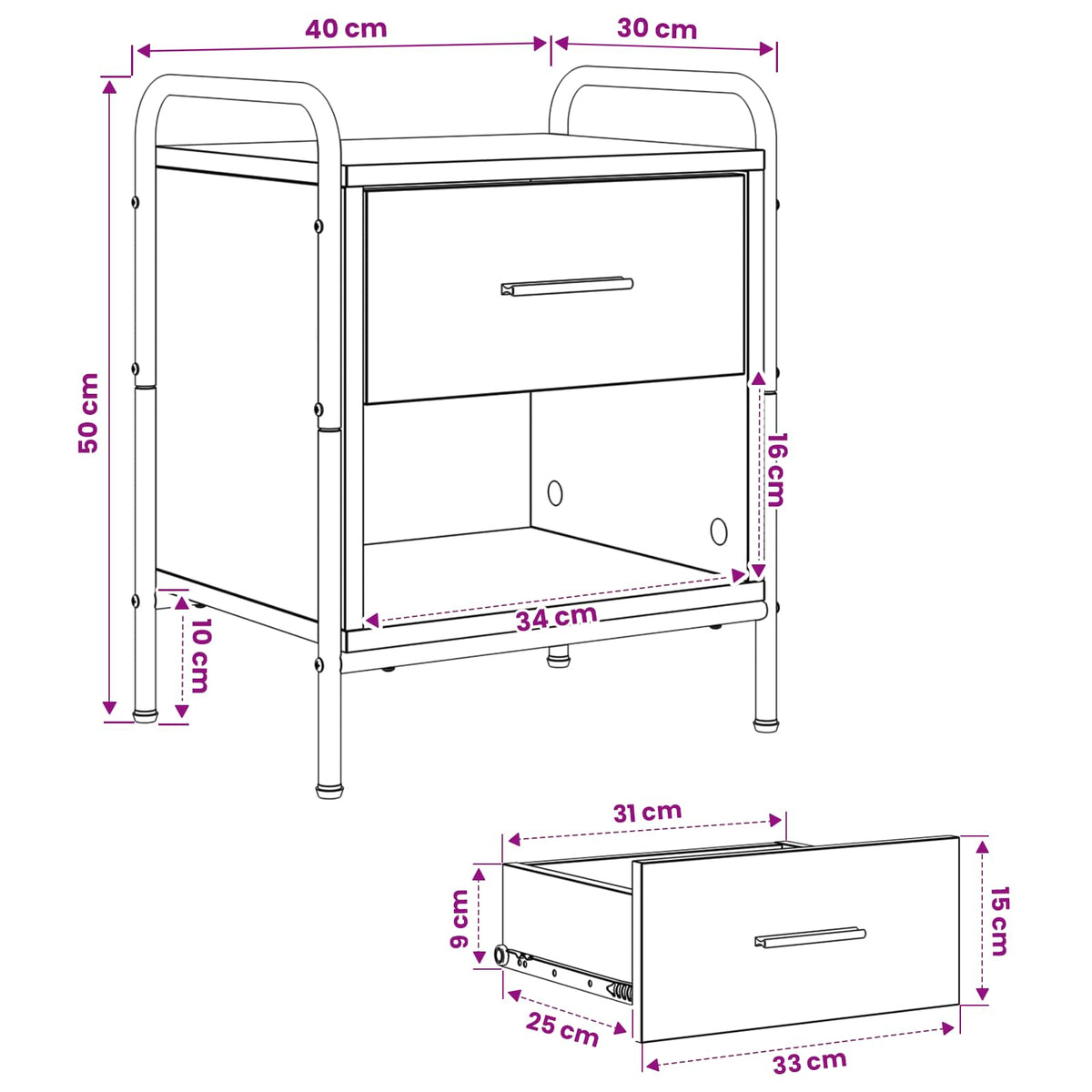 Bedside Cabinet 2 pcs Sonoma Oak 40 x 30 x 50 cm