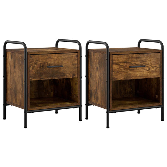 Bedside Cabinet 2 pcs Smoked Oak 40 x 30 x 50 cm Bedside Cabinet 2 pcs Smoked Oak 40 x 30 x 50 cm