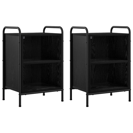 Bedside Cabinet 2 pcs Black Oak 40 x 30 x 60 cm Engineered Wood Bedside Cabinet 2 pcs Black Oak 40 x 30 x 60 cm Engineered Wood