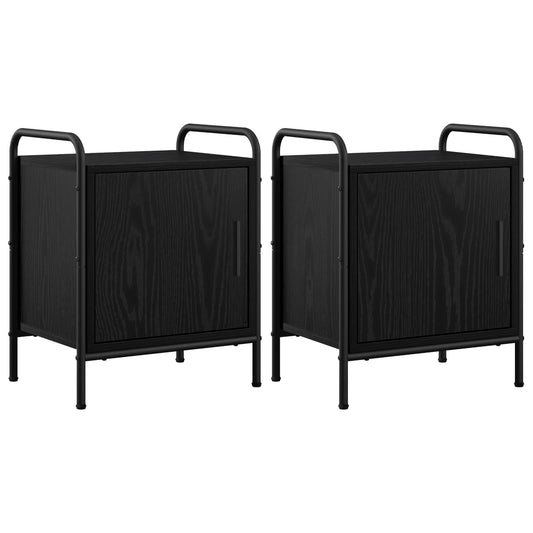 Bedside Cabinet 2 pcs Black Oak 40 x 30 x 50 cm Engineered Wood Bedside Cabinet 2 pcs Black Oak 40 x 30 x 50 cm Engineered Wood