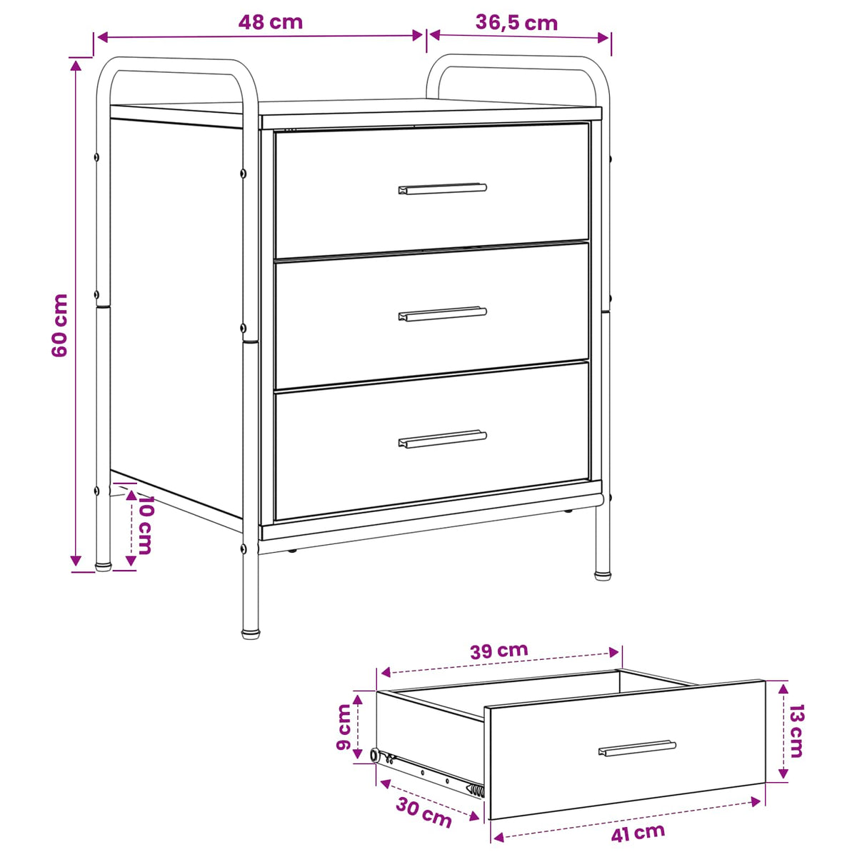 Bedside Cabinet 2 pcs Black Oak 48 x 36.5 x 60 cm