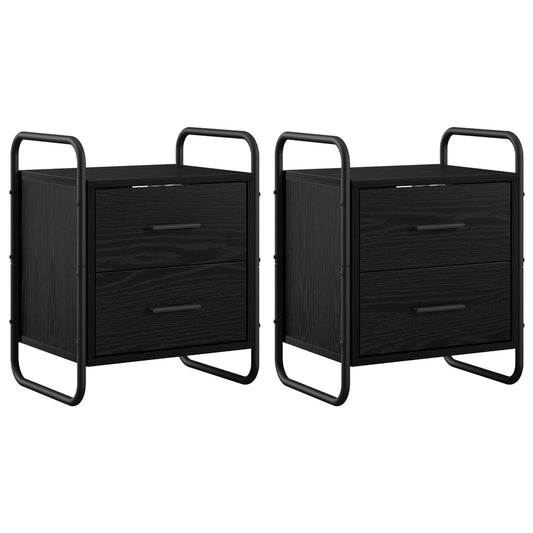 Hanging Bedside Cabinet 2 pcs Black Oak 40 x 30 x 50 cm Hanging Bedside Cabinet 2 pcs Black Oak 40 x 30 x 50 cm