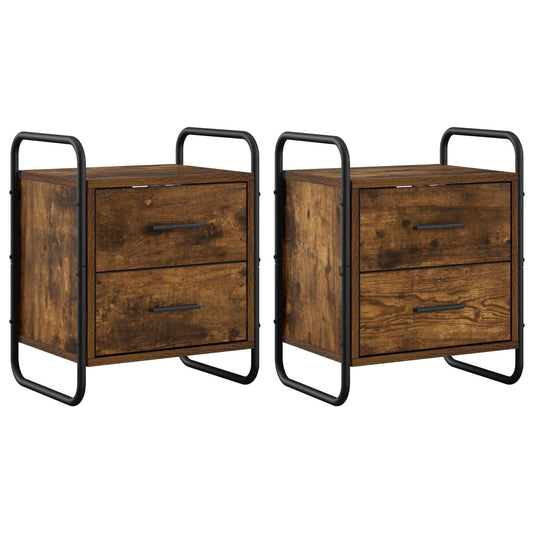 Hanging Bedside Cabinet 2 pcs Smoked Oak 40 x 30 x 50 cm Hanging Bedside Cabinet 2 pcs Smoked Oak 40 x 30 x 50 cm