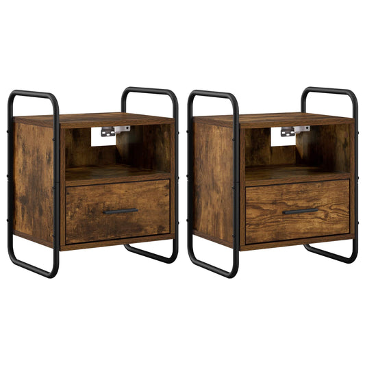 Hanging Bedside Cabinet 2 pcs Smoked Oak 40 x 30 x 50 cm Hanging Bedside Cabinet 2 pcs Smoked Oak 40 x 30 x 50 cm