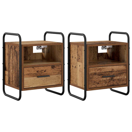 Hanging Bedside Cabinet 2 pcs Old Wood 40 x 30 x 50 cm Hanging Bedside Cabinet 2 pcs Old Wood 40 x 30 x 50 cm
