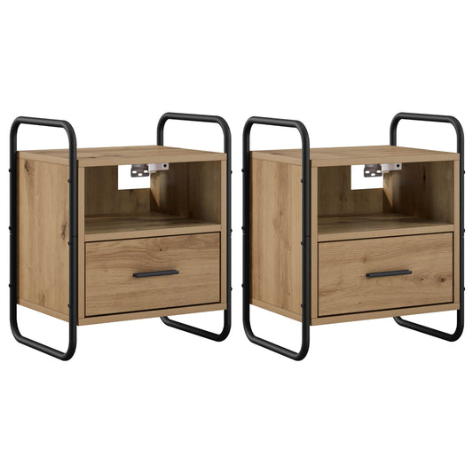 Hanging Bedside Cabinet 2 pcs Artisan Oak 40 x 30 x 50 cm Hanging Bedside Cabinet 2 pcs Artisan Oak 40 x 30 x 50 cm