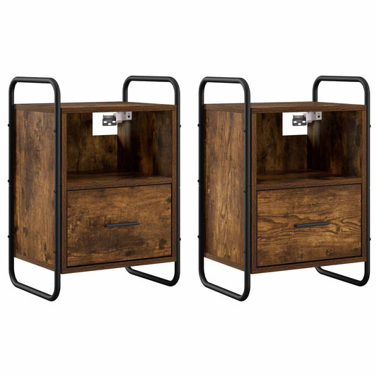 Hanging Bedside Cabinet 2 pcs Smoked Oak 40 x 30 x 60 cm Hanging Bedside Cabinet 2 pcs Smoked Oak 40 x 30 x 60 cm