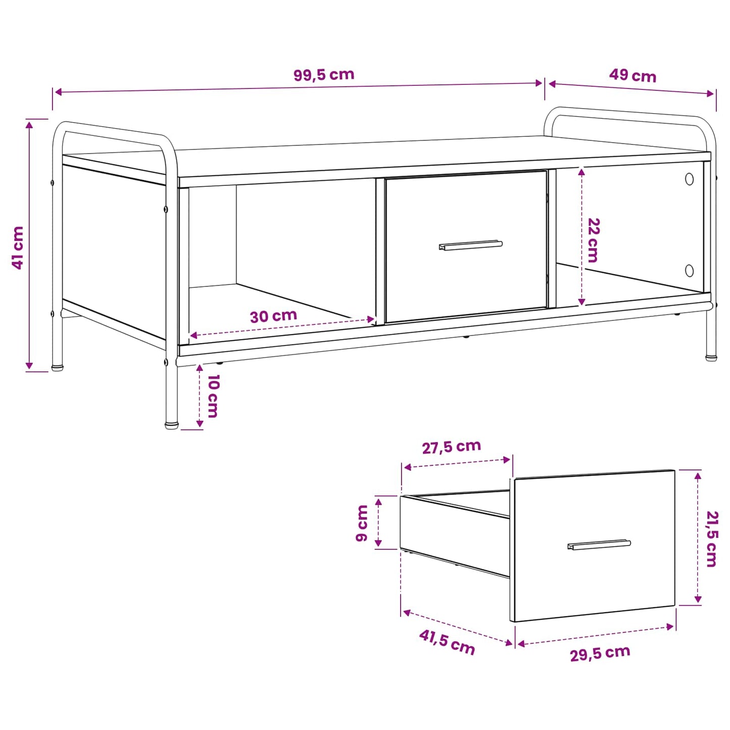 Coffee Table Black Oak 99.5 x 49 x 41 cm Engineered Wood