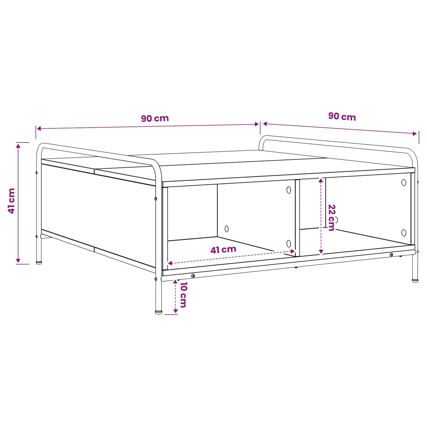 Coffee Table Artisan Oak 90 x 90 x 41 cm Engineered Wood