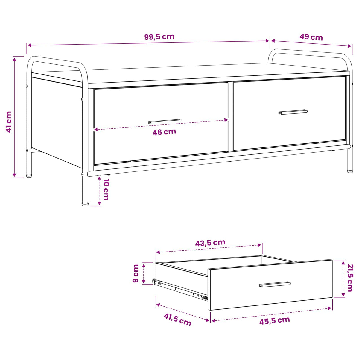 Coffee Table Old Wood 99.5 x 49 x 41 cm Engineered Wood