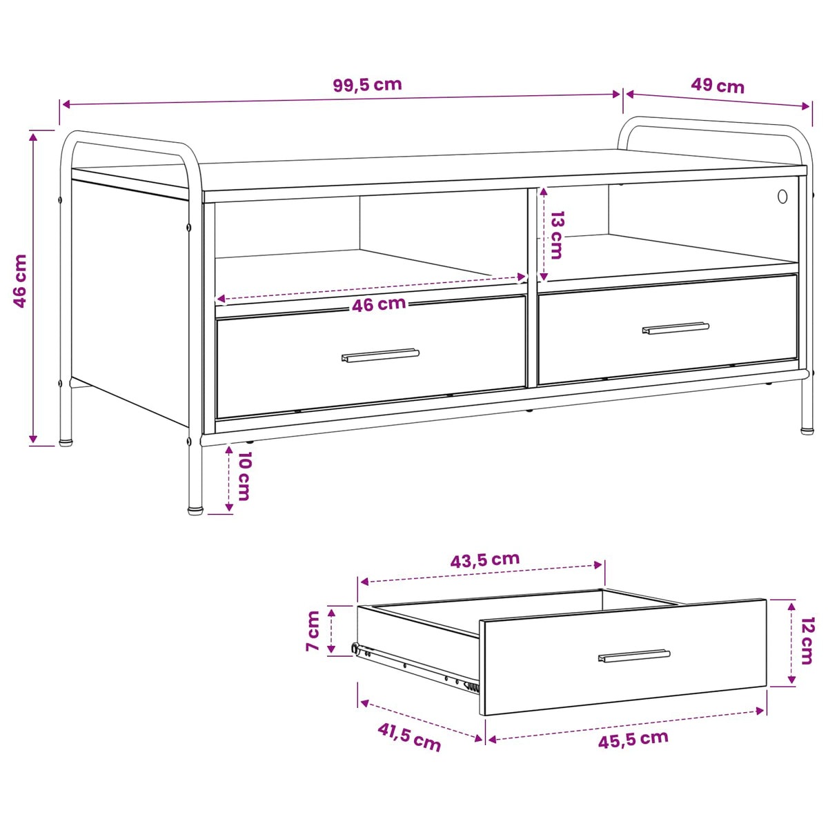 Coffee Table Black Oak 99.5 x 49 x 46 cm Engineered Wood