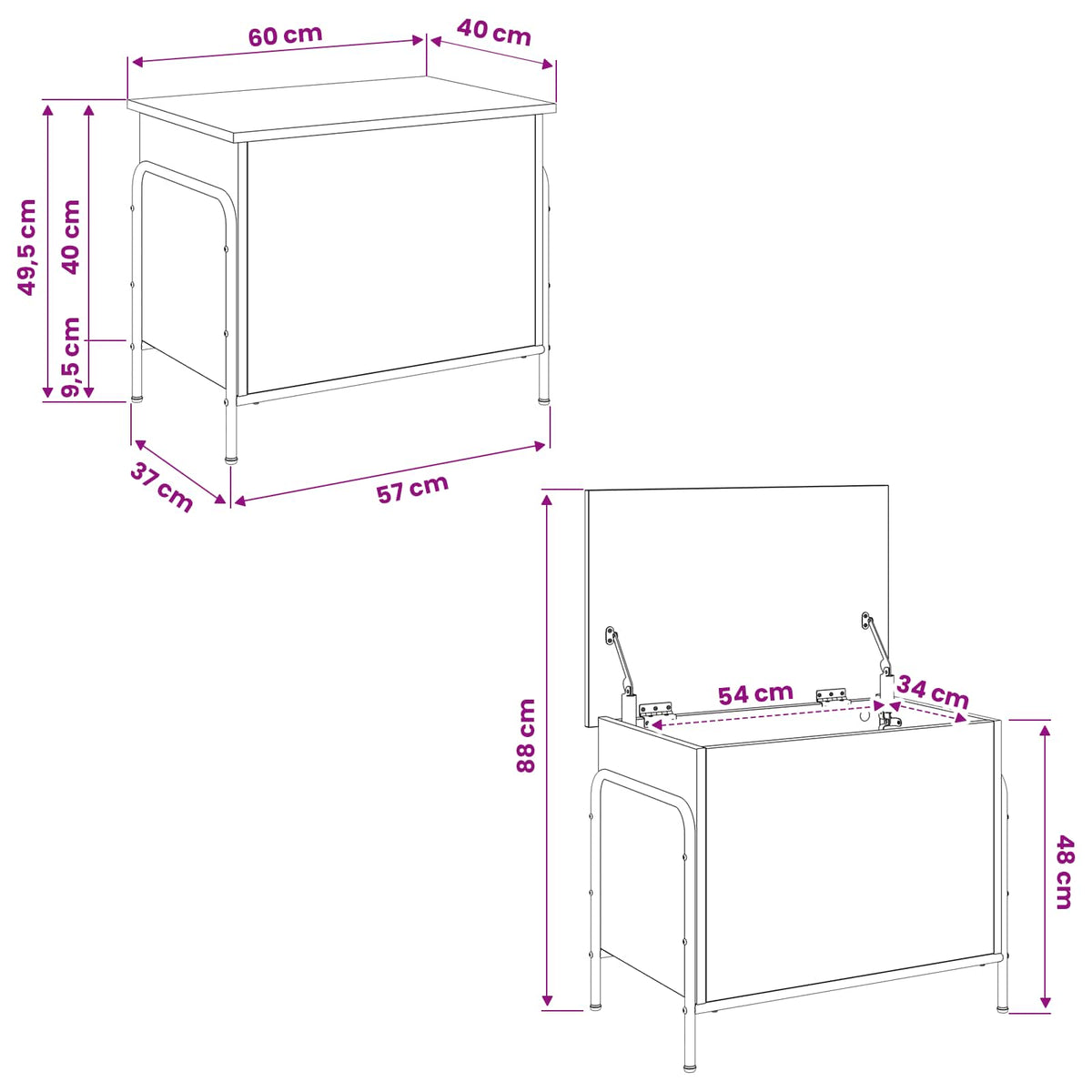 Storage Box Grey Sonoma 60 x 40 x 49.5 cm Engineered Wood