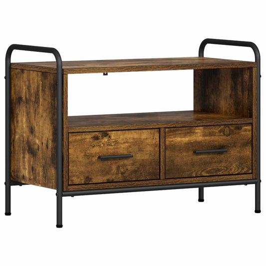 TV Cabinet 67.5 x 33 x 50 cm Smoked Oak Engineered Wood TV Cabinet 67.5 x 33 x 50 cm Smoked Oak Engineered Wood