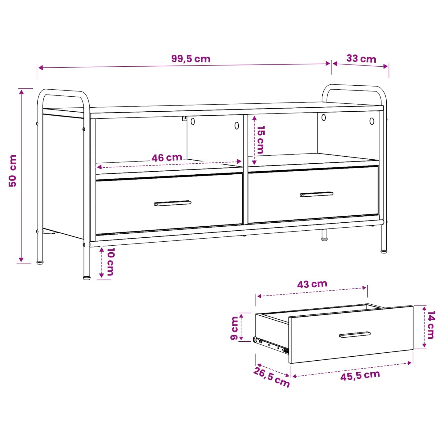 TV Cabinet 99.5 x 33 x 50 cm Smoked Oak Engineered Wood