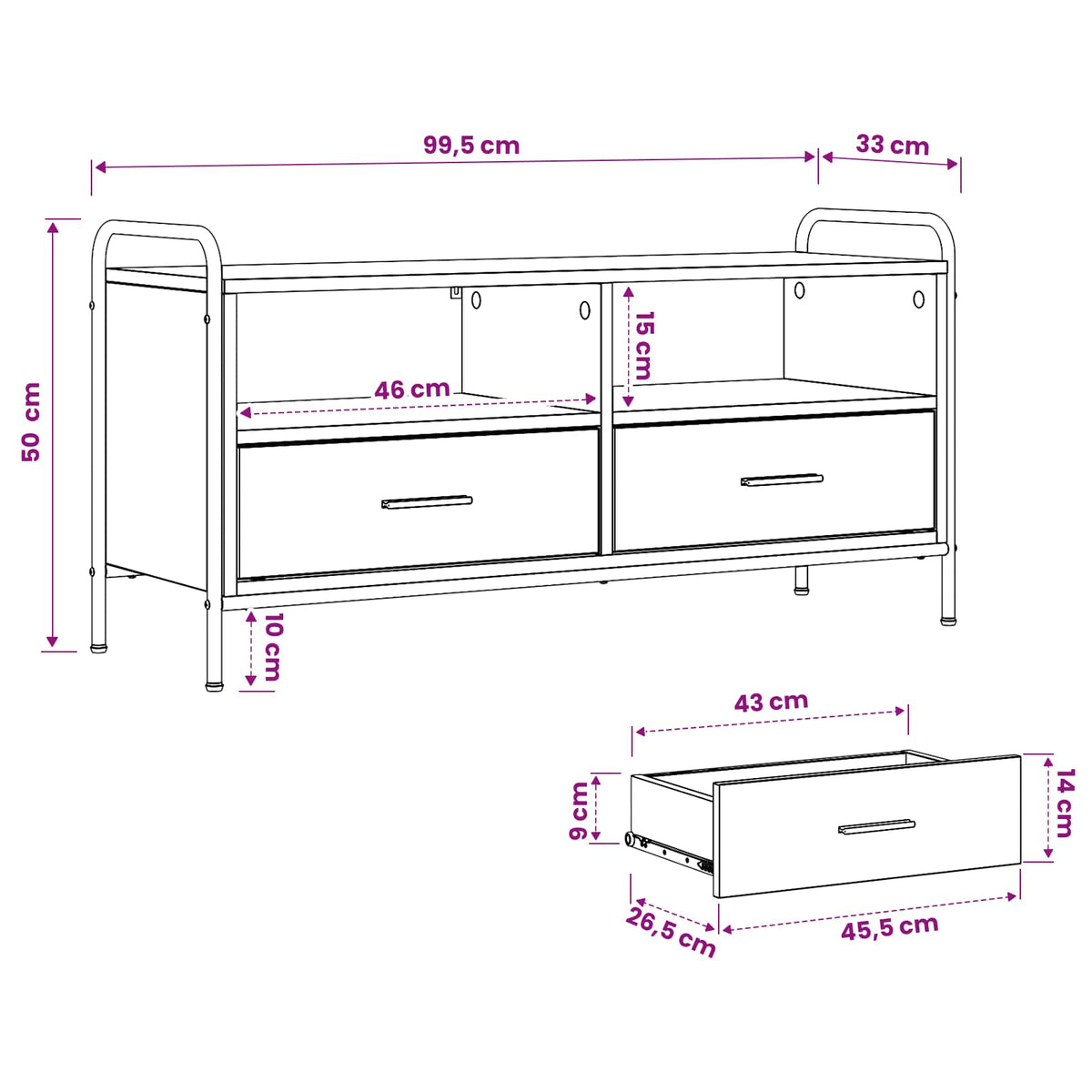 TV Cabinet 99.5 x 33 x 50 cm Grey Sonoma Engineered Wood