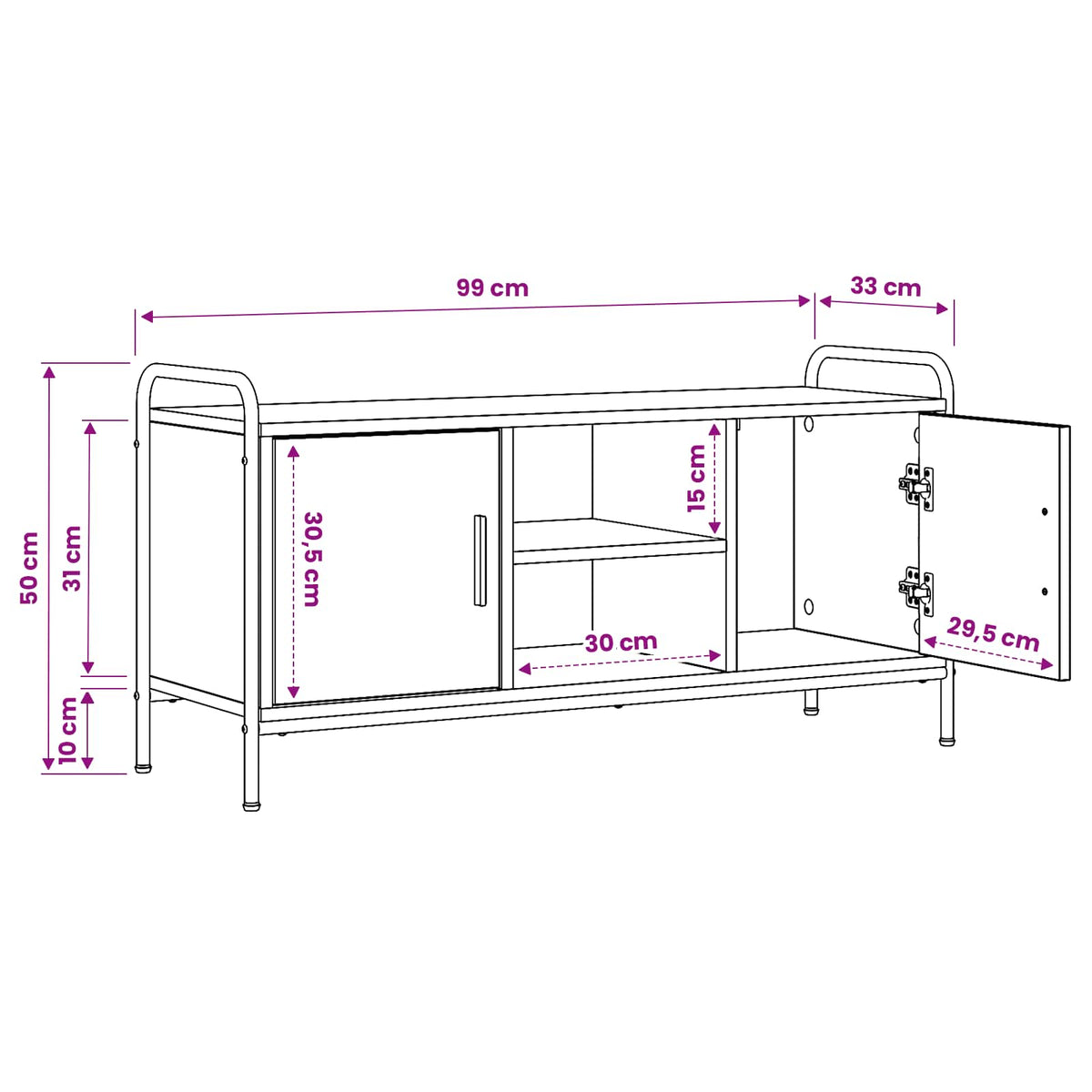 TV Cabinet 99 x 33 x 50 cm Grey Sonoma Engineered Wood