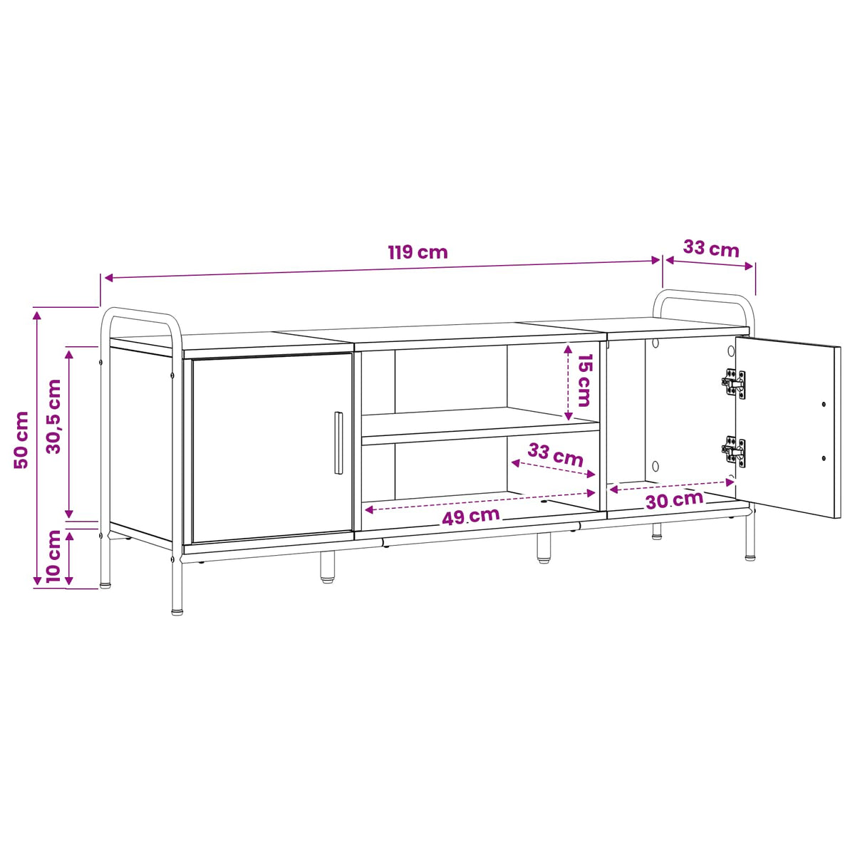 TV Cabinet 119 x 33 x 50 cm Grey Sonoma