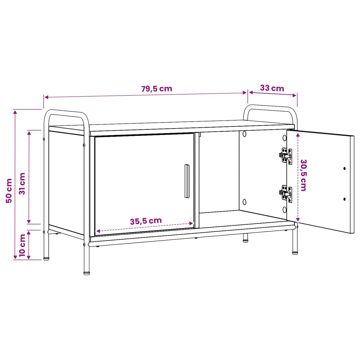 TV Cabinet 79.5 x 33 x 50 cm Old Wood Engineered Wood