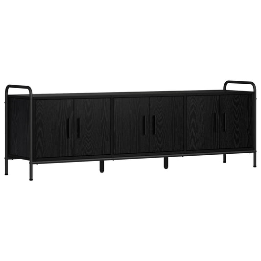 TV Cabinet 146 x 33 x 50 cm Black Oak Engineered Wood TV Cabinet 146 x 33 x 50 cm Black Oak Engineered Wood